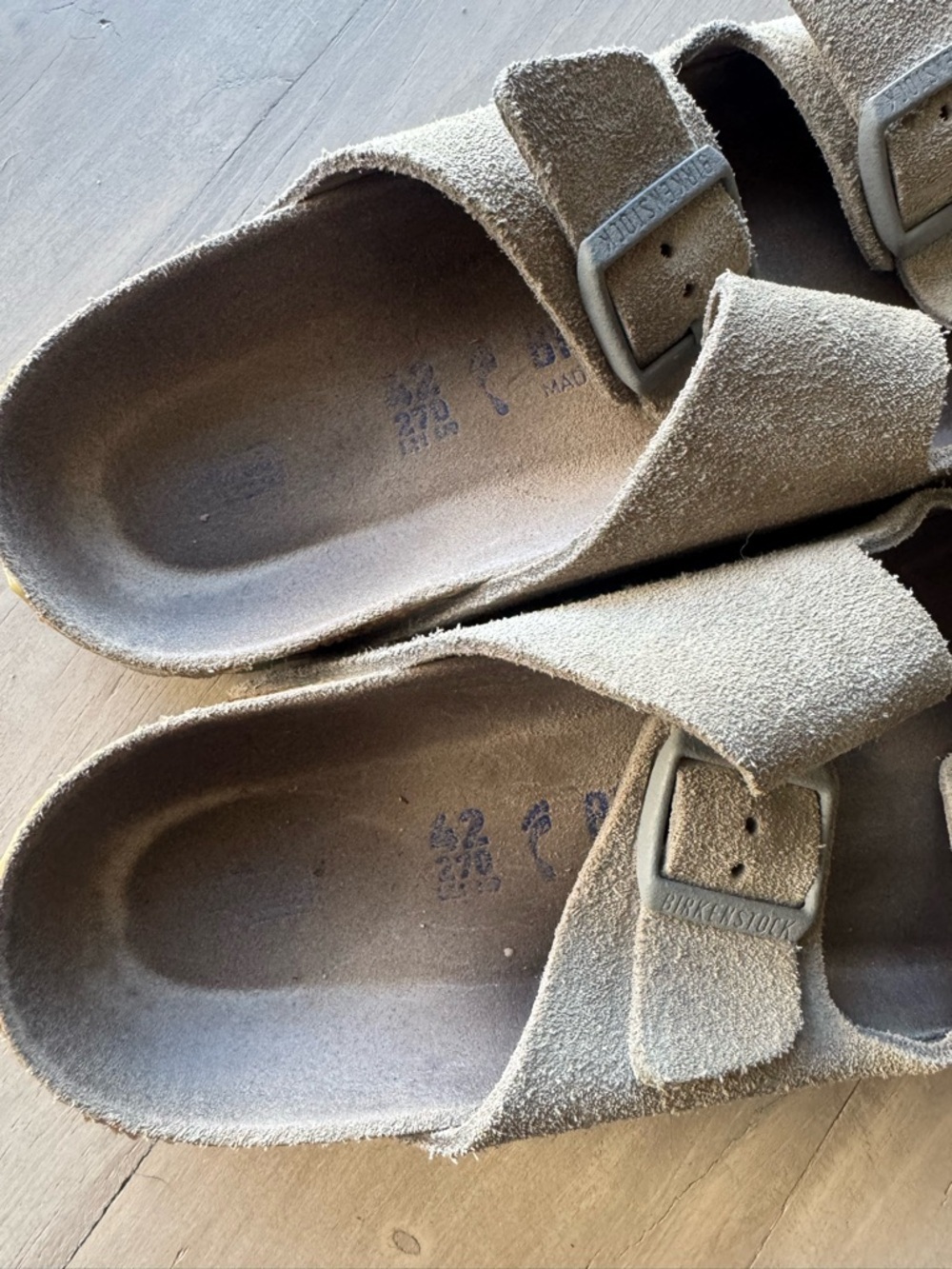 Birkenstock Kids Suede Double-Buckle Sandals in Taupe Gray - Picture 4 of 7